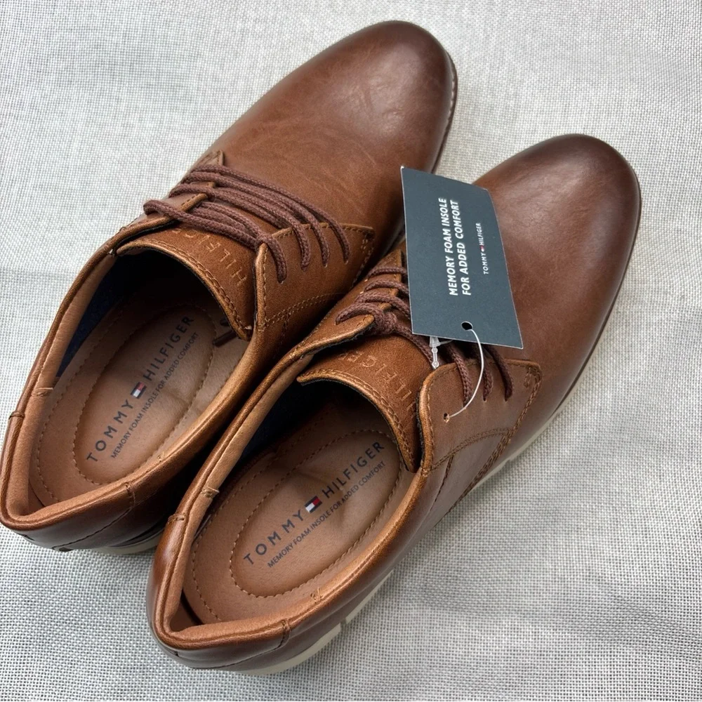 Tommy Hilfiger Brown Leather Derby Oxfords